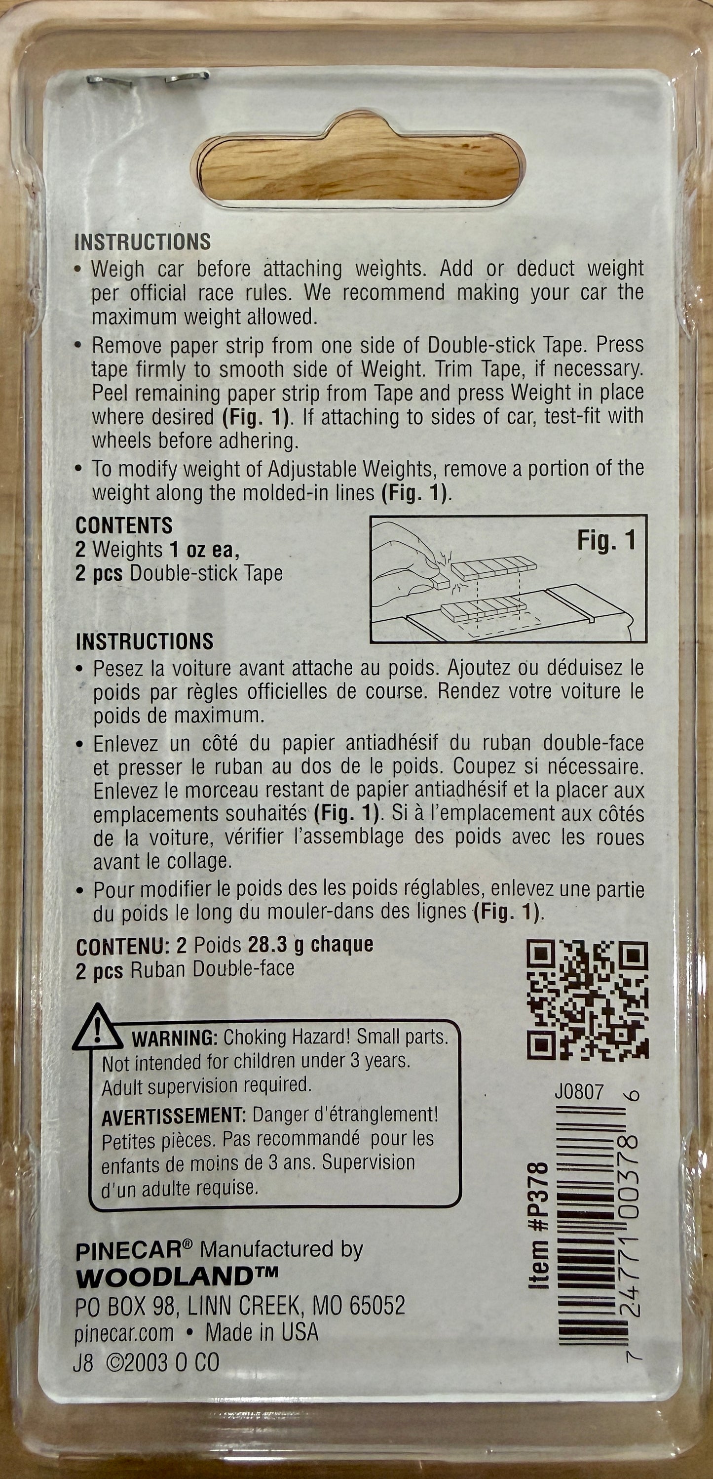 PINECAR ADHESIVE WEIGHTS