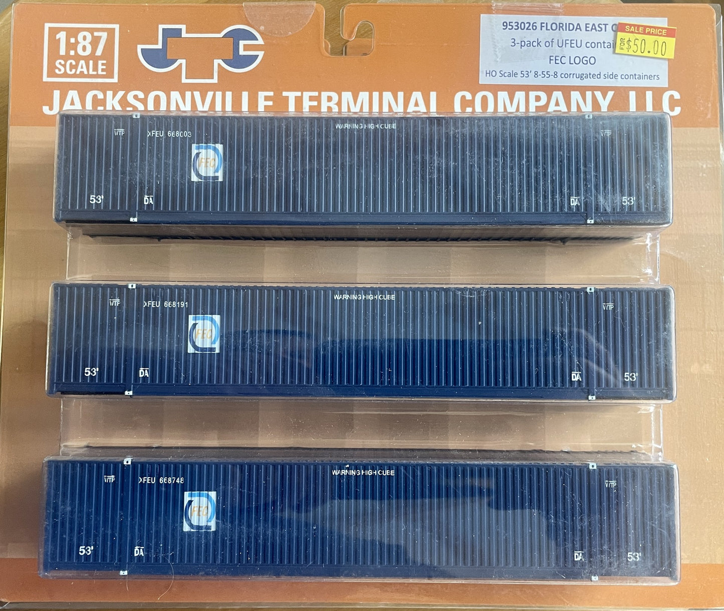 JACKSONVILLE TERMINAL FEC 53’ INTERMODAL CONTAINERS (3 PACK)
