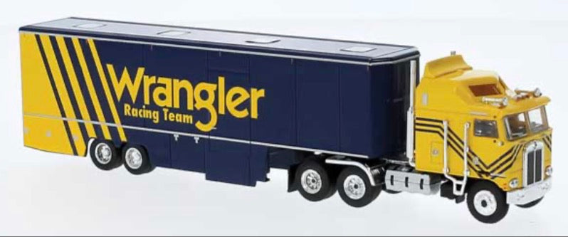 BREKINA KENWORTH K100 SLEEPER CAB WITH RACING TRAILER - DALE EARNHARDT WRANGLER