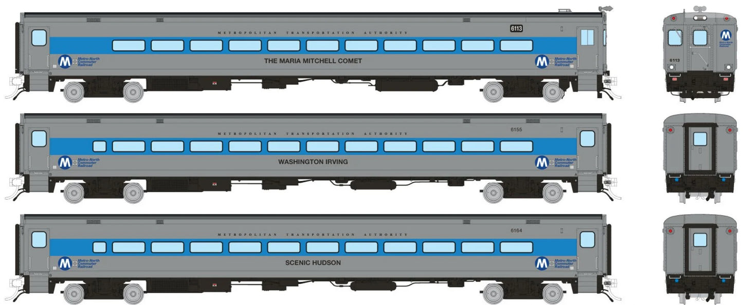 RAPIDO COMET II COMMUTER CAR - METRO NORTH 1990s SCHEME (3 CAR SET)
