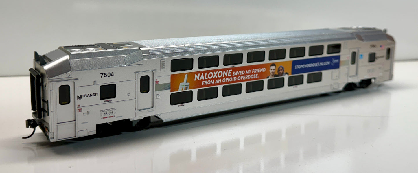 ATLAS MASTER COMMUTER MULTI=LEVEL TRAILER - NJ TRANSIT (NOLOXONE WRAP)