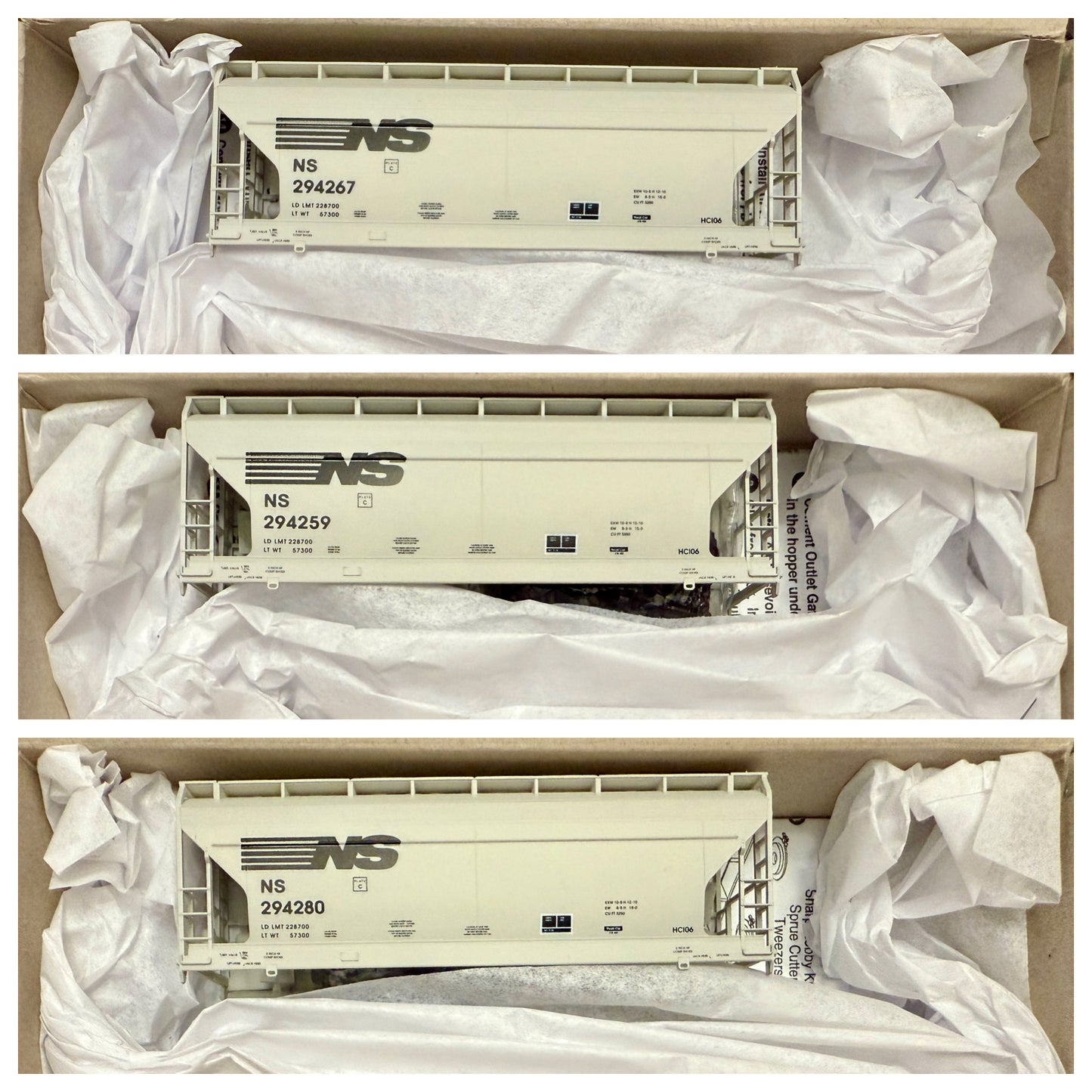 ACCURAIL LIMITED RUN 2 BAY CVD HOPPER SET (3 KITS)- NORFOLK SOUTHERN