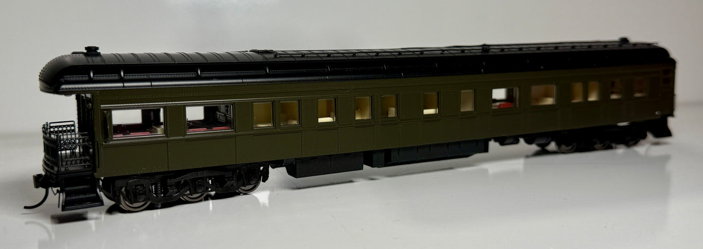 BROADWAY LIMITED BUSINESS CAR - UNLETTERED PULLMAN CREEN W/ CLERESTORY ROOF