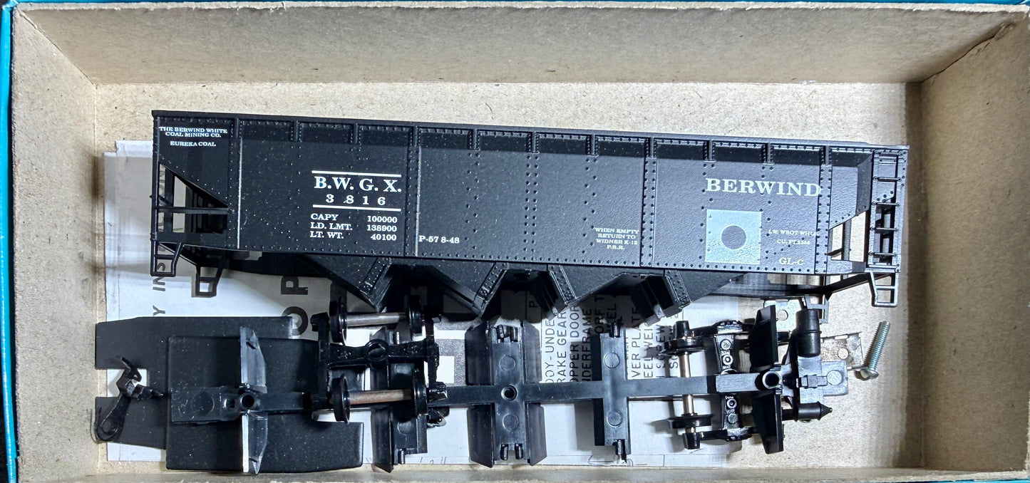 ATHEARN BEV-BEL CUSTOM BLUE BOX 40' OPEN HOPPER - BERWIND