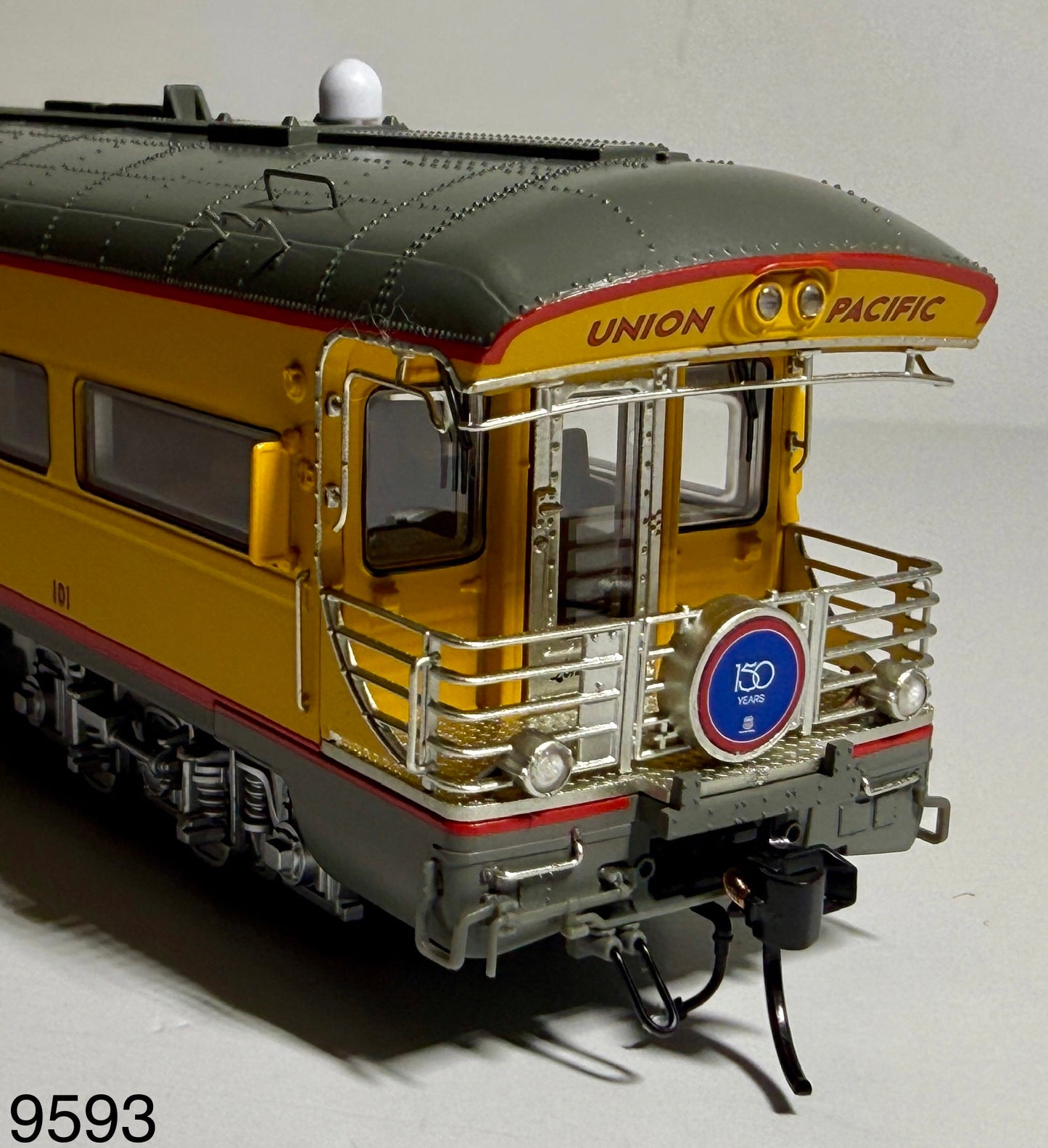 BROADWAY LIMITED UNION PACIFIC BUSINESS CAR #101 "LONE STAR" BLUE "150 YEARS" DRUMHEAD ON REAR