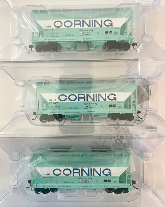 ATHEARN RTR ACF 2970 CF 2 BAY COVERED HOPPER - CORNING GLASS WORKS (3 CAR SET)