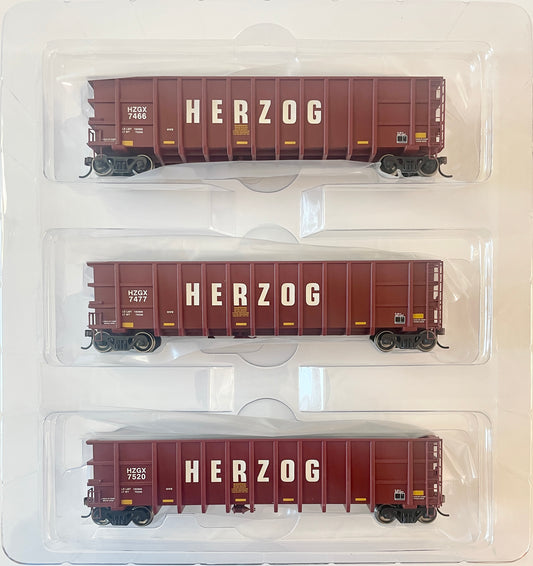 ATHEARN RTR 50' THRALL HIGH SIDE COAL GONDOLA - HERZOG HGZX  OXIDE RED (3 PACK)