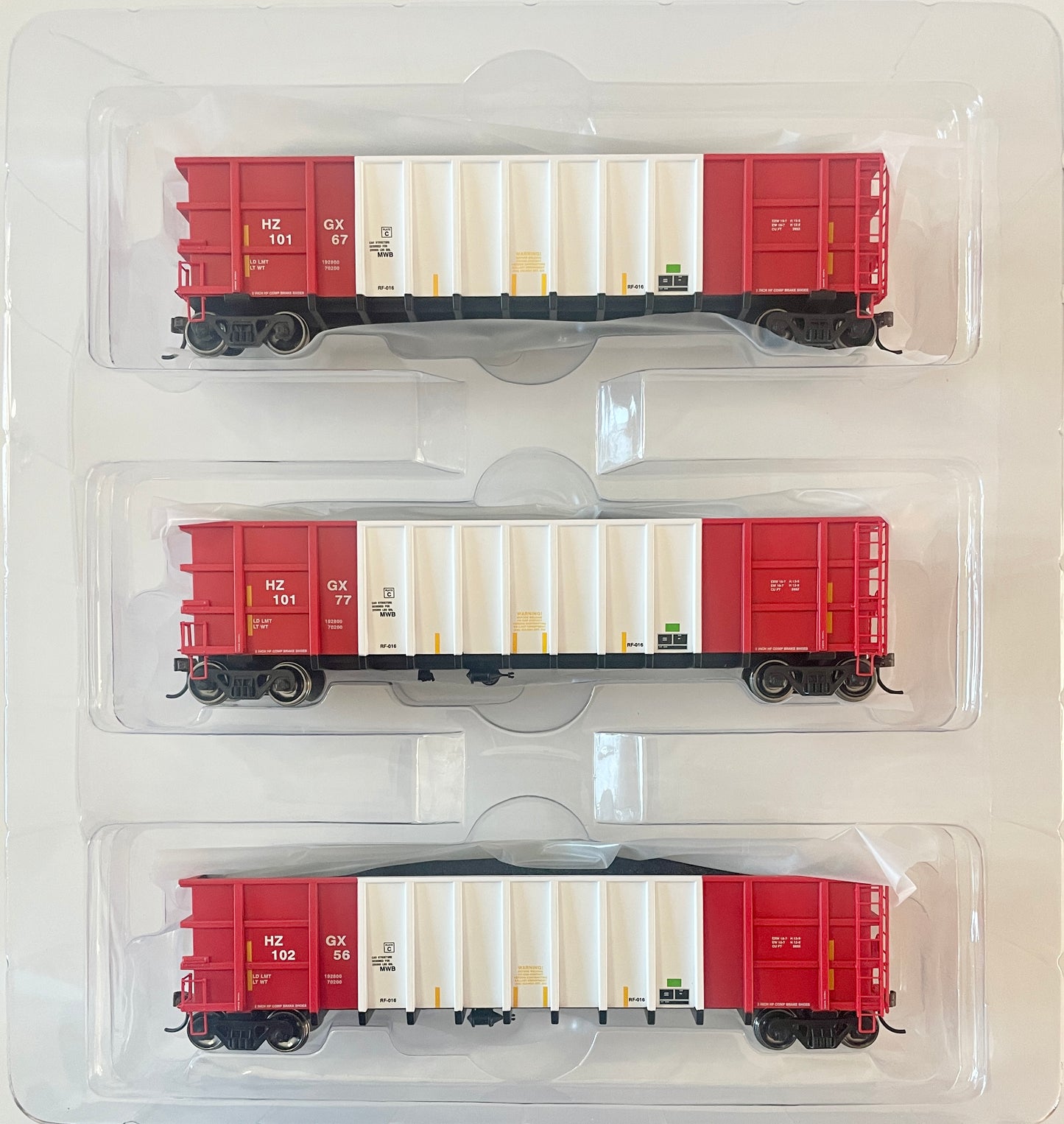 ATHEARN RTR 50' THRALL HIGH SIDE COAL GONDOLA - HERZOG HGZX CANDY CANE (3 PACK)
