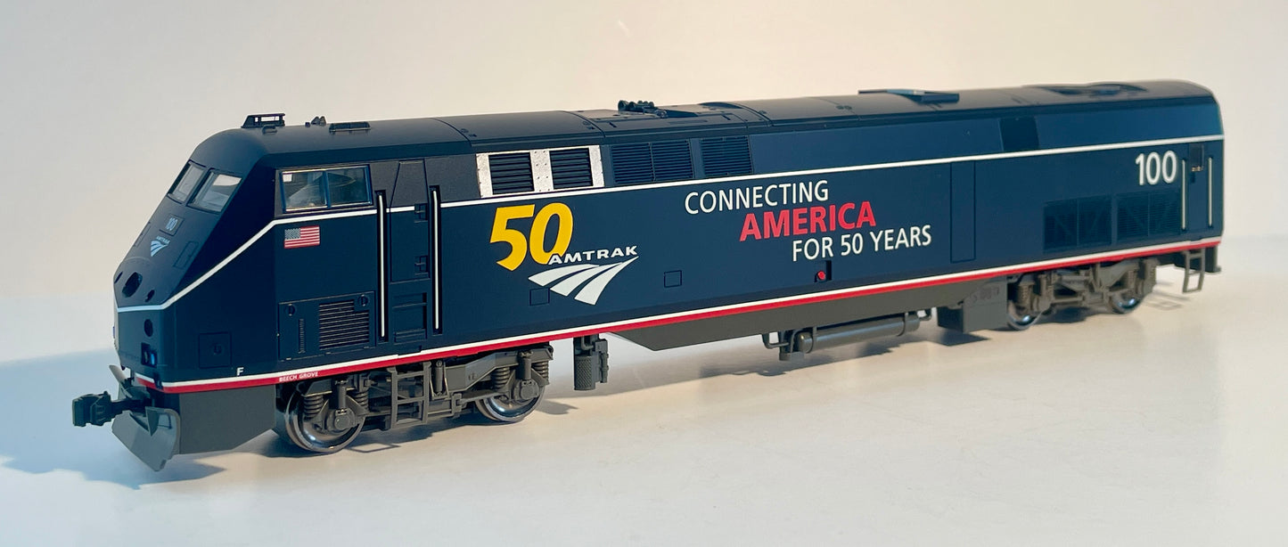 KATO KOBO SPECIAL DCC/LOK SOUND GE AMTRAK P42 MIDNIGHT BLUE W/ 50TH ANNIVERSARY LOGO #100