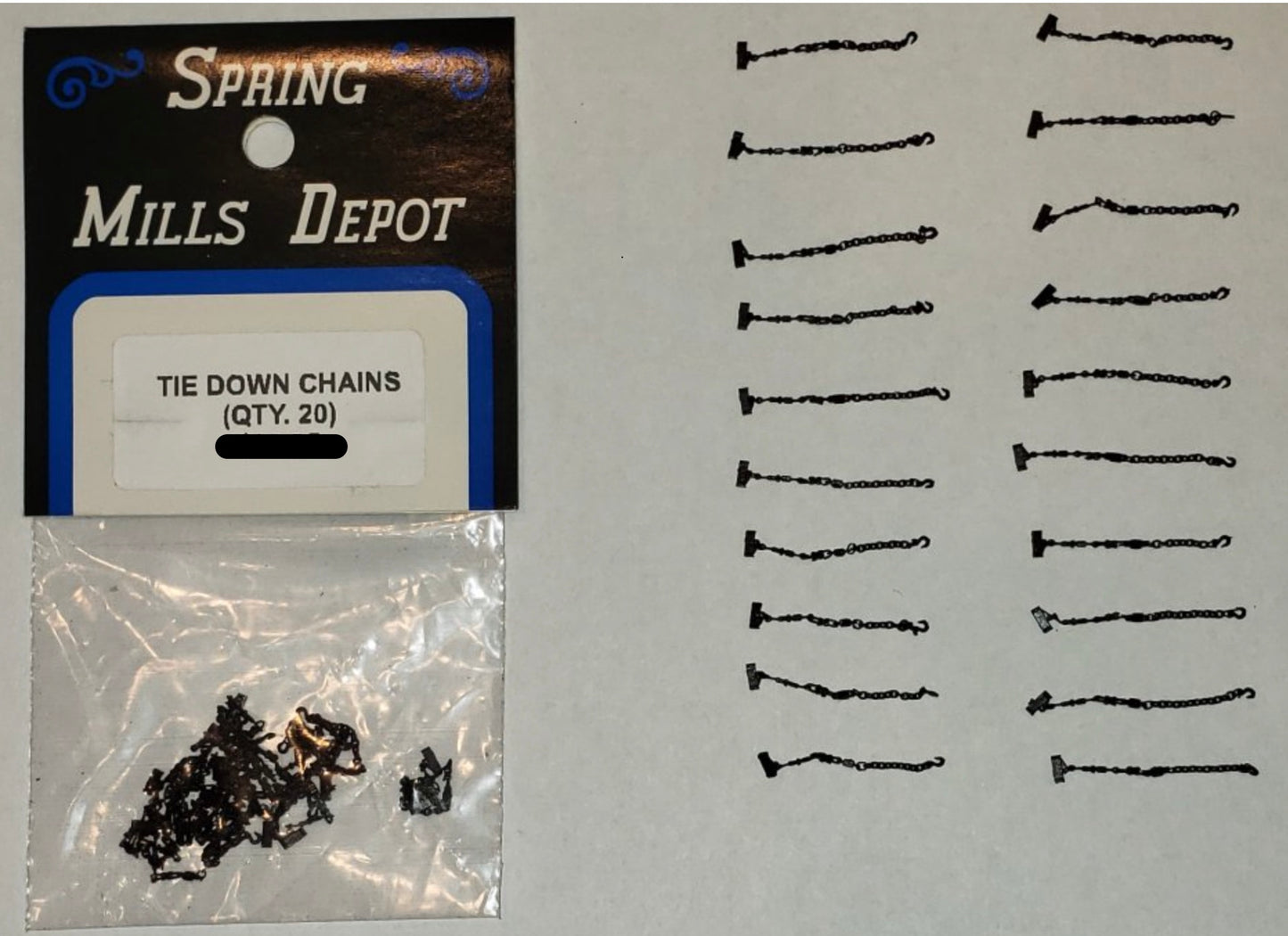 SPRING MILLS DEPOT - TIE DOWN CHAINS (PACK OF 20 CHAINS) FOR SMD DODX FLAT CARS