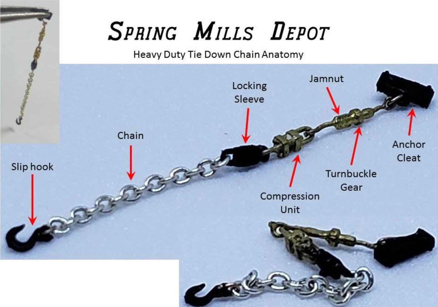 SPRING MILLS DEPOT - TIE DOWN CHAINS (PACK OF 20 CHAINS) FOR SMD DODX FLAT CARS