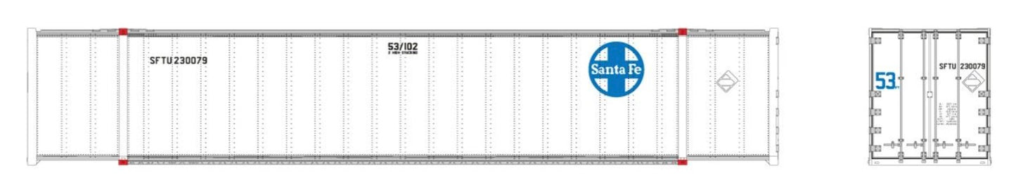 RAPIDO 53' SMOOTHSIDE CONTAINER 2 PACK - SANTA FE (ATSF)