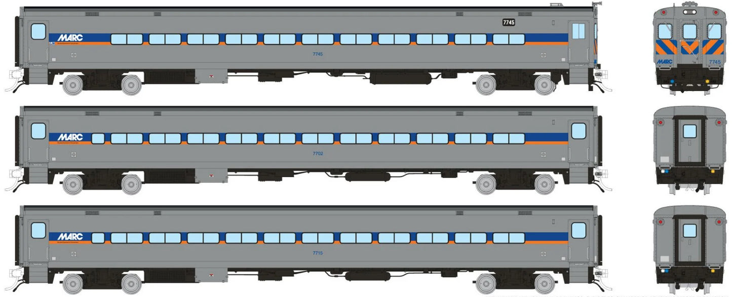 RAPIDO COMET II COMMUTER CAR -  MARC "MODERN SET" (3 CAR SET)