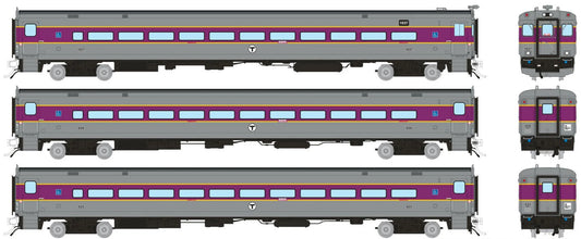 RAPIDO COMET II COMMUTER CAR -  MBTA MODERN  (3 CAR SET)