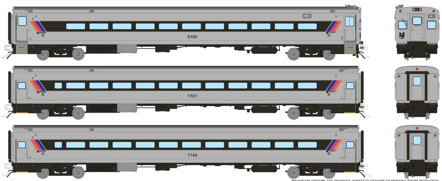 RAPIDO PS COMET I COMMUTER CAR -  NJ TRANSIT REBUILT (3 CAR SET)