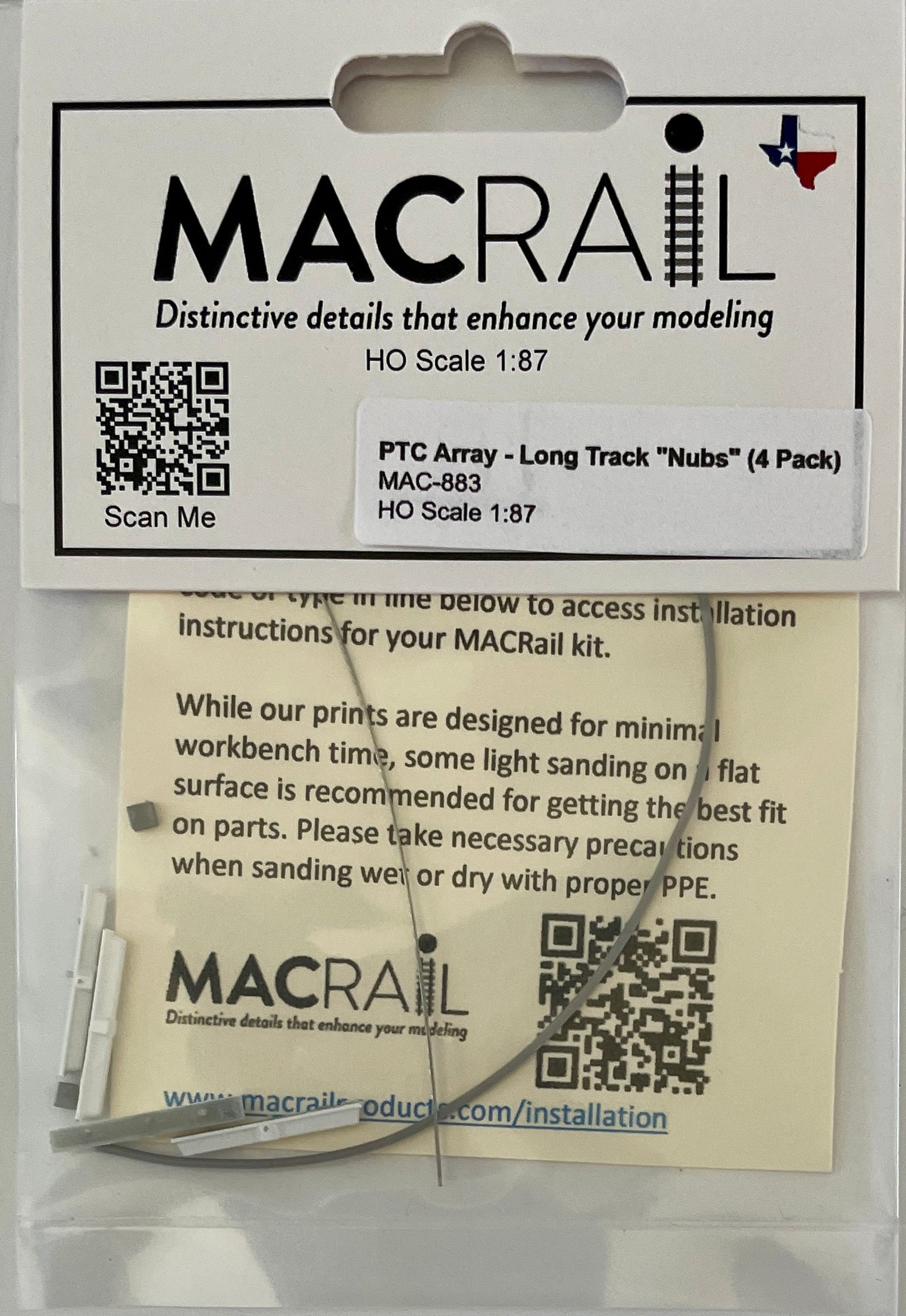 MACRAIL PTC ARRAY LONG TRACK "NUBS" 4 PACK MAC-883