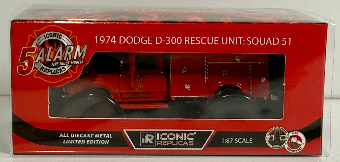 ICONIC REPLICAS SQUAD 51 LA COUNTY FD 1974 DODGE 300 RESCUE UNIT