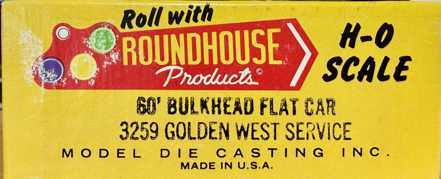 MDC ROUNDHOUSE 60' BULKHEAD FLATCAR KIT - GOLDEN WEST SERVICE