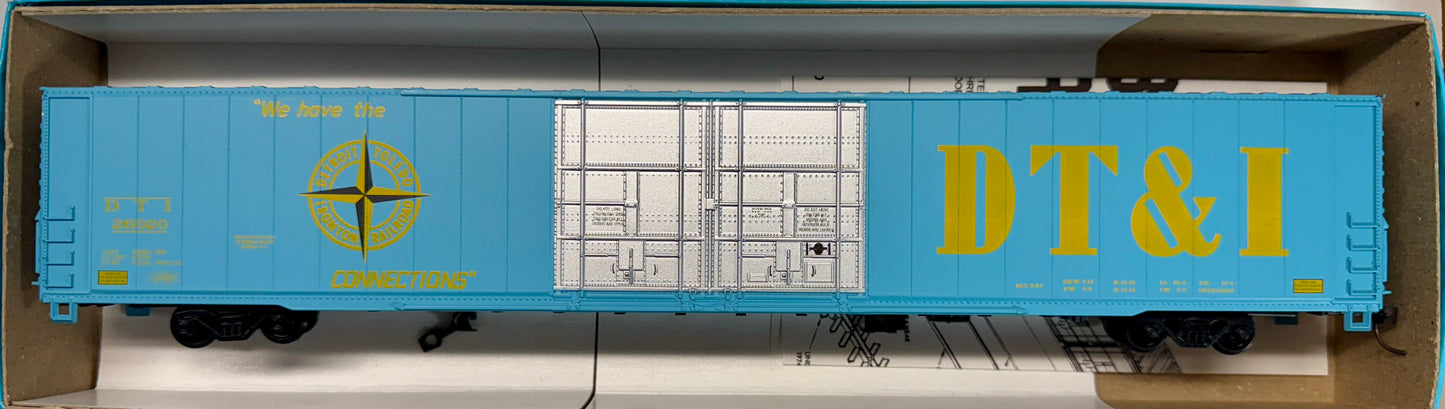 ATHEARN BLUE BOX BUILT KIT 4 DOOR 86' HIGH CUBE BOXCAR - DT&I (BLUE