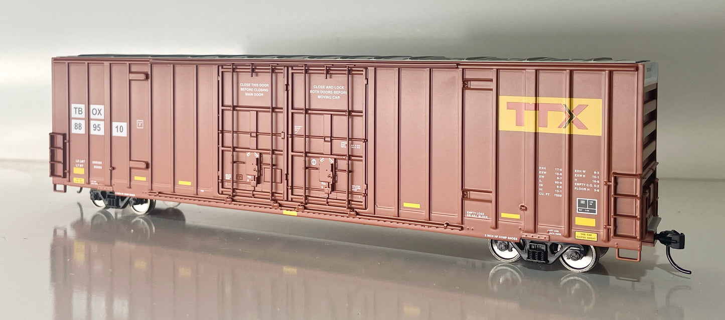 WALTHERS MAINLINE 60' HIGH CUBE PLATE F BOXCAR - TTX BROWN (PATCHED)