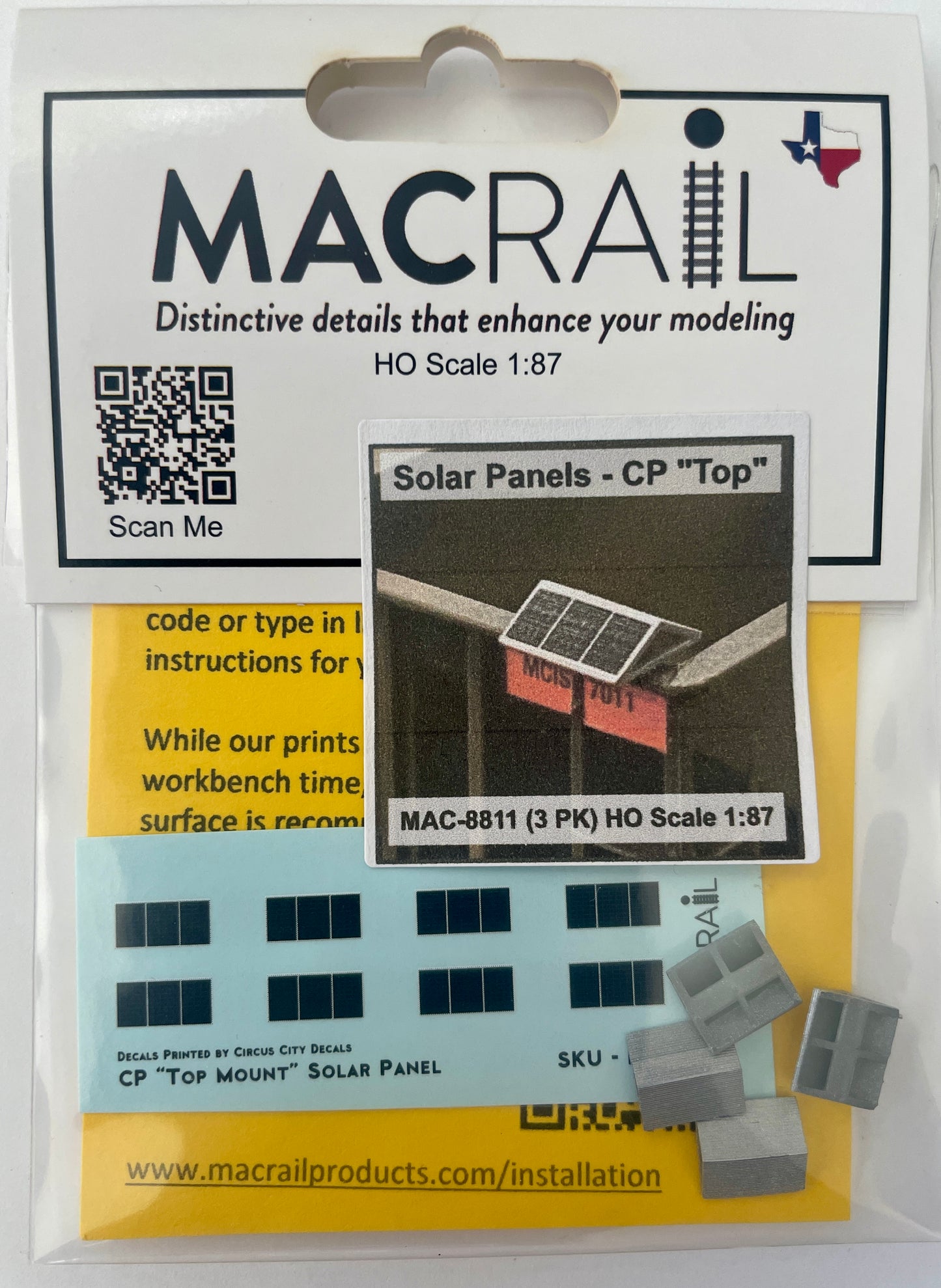 MAC RAIL MOW CAR SOLAR PANEL KIT CP (TOP)  MAC8811 (3 PACK)