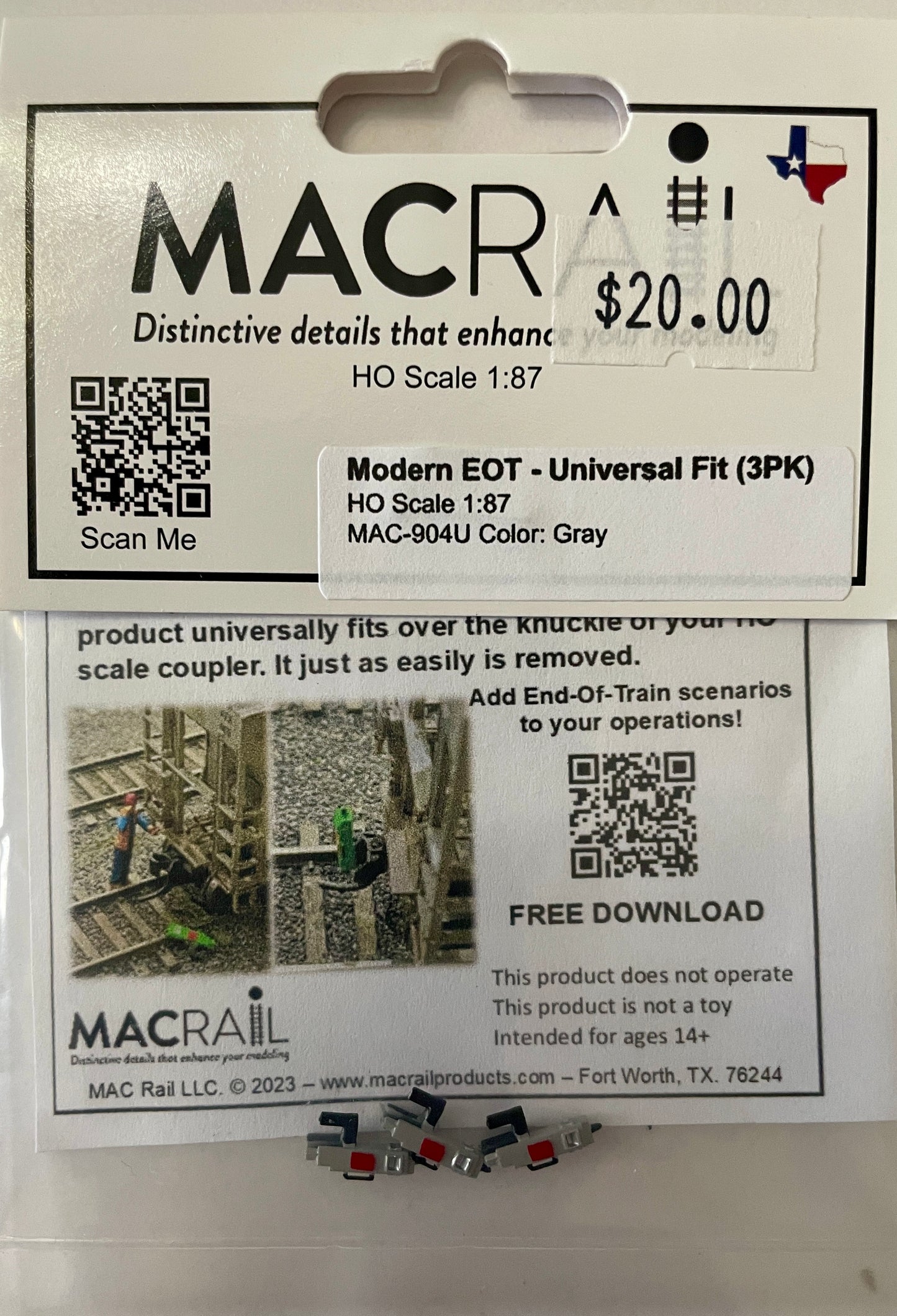 MACRail MODERN EOT (universal fit 3 pk) MAC904U GRAY