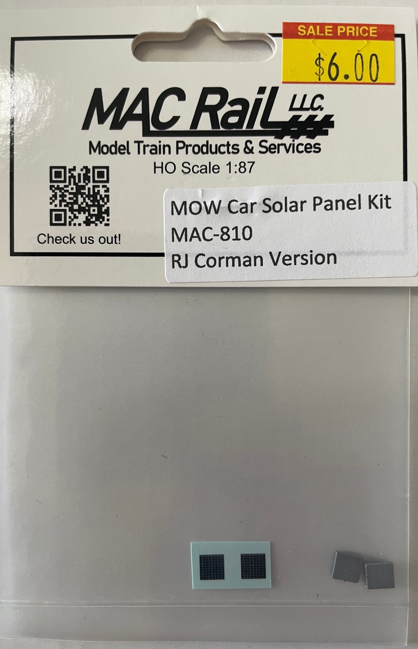 MAC RAIL MOW CAR SOLAR PANEL KIT RJ CORMAN VERSION MAC810