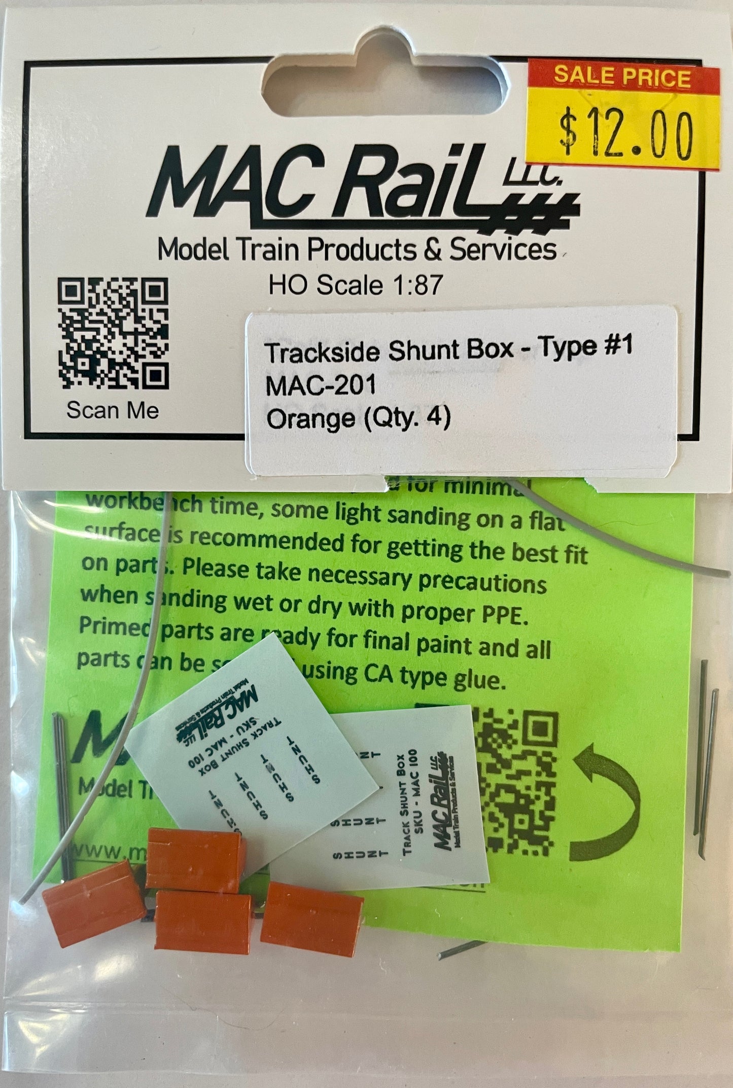 MAC RAIL TRACKSIDE SHUNT BOX TYPE 1 - ORANGE (4 PACK) MAC201