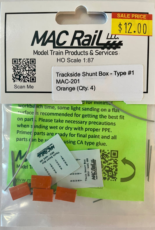 MAC RAIL TRACKSIDE SHUNT BOX TYPE 1 - ORANGE (4 PACK) MAC201