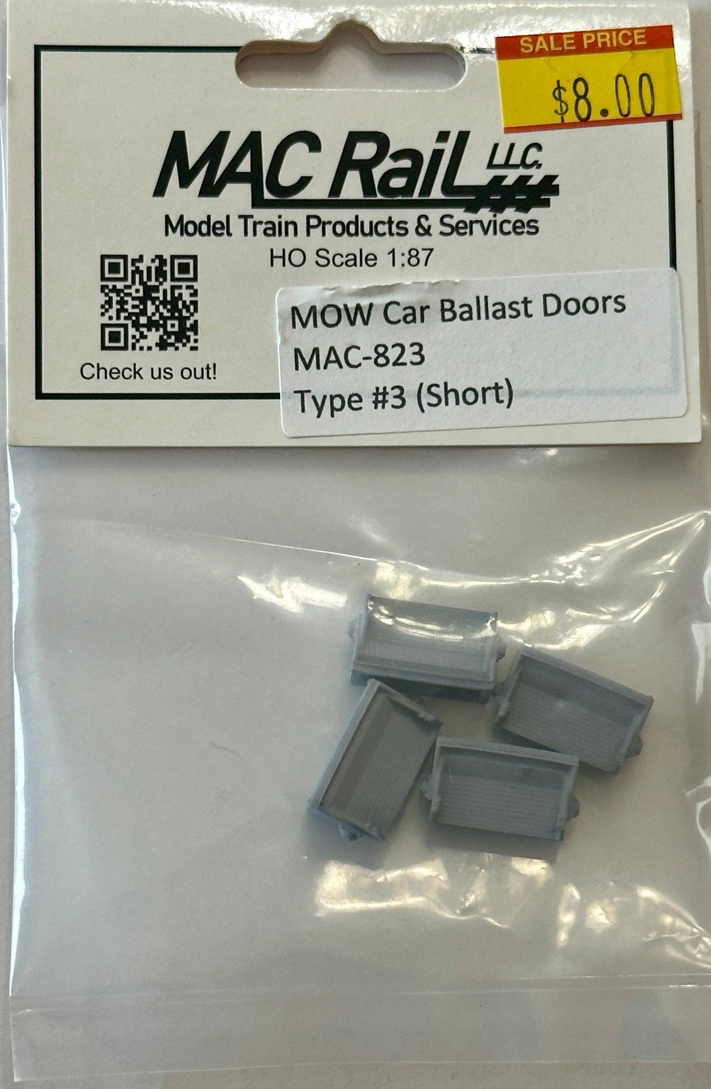 MAC RAIL MAC-823 MOW BALLAST CAR DOORS TYPE 3 SHORT