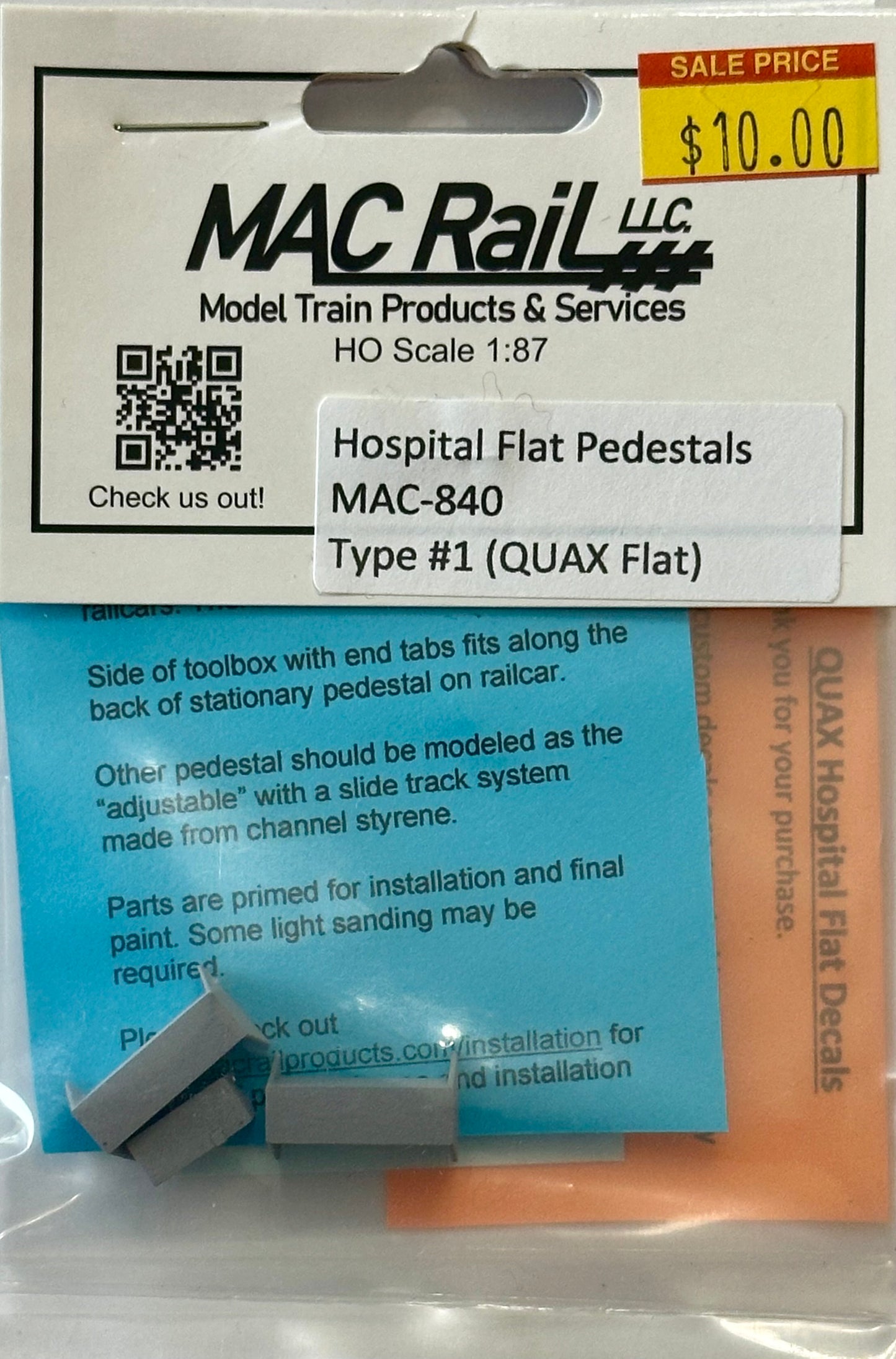 MAC RAIL MAC-840 HOSPITAL FLAT PEDESTAL TYPE 1 (QUAX)