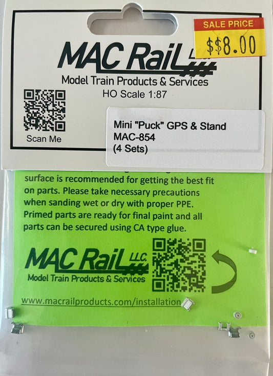 MAC RAIL MAC-854 MINI "PUCK" GPS & STAND (4 SETS)