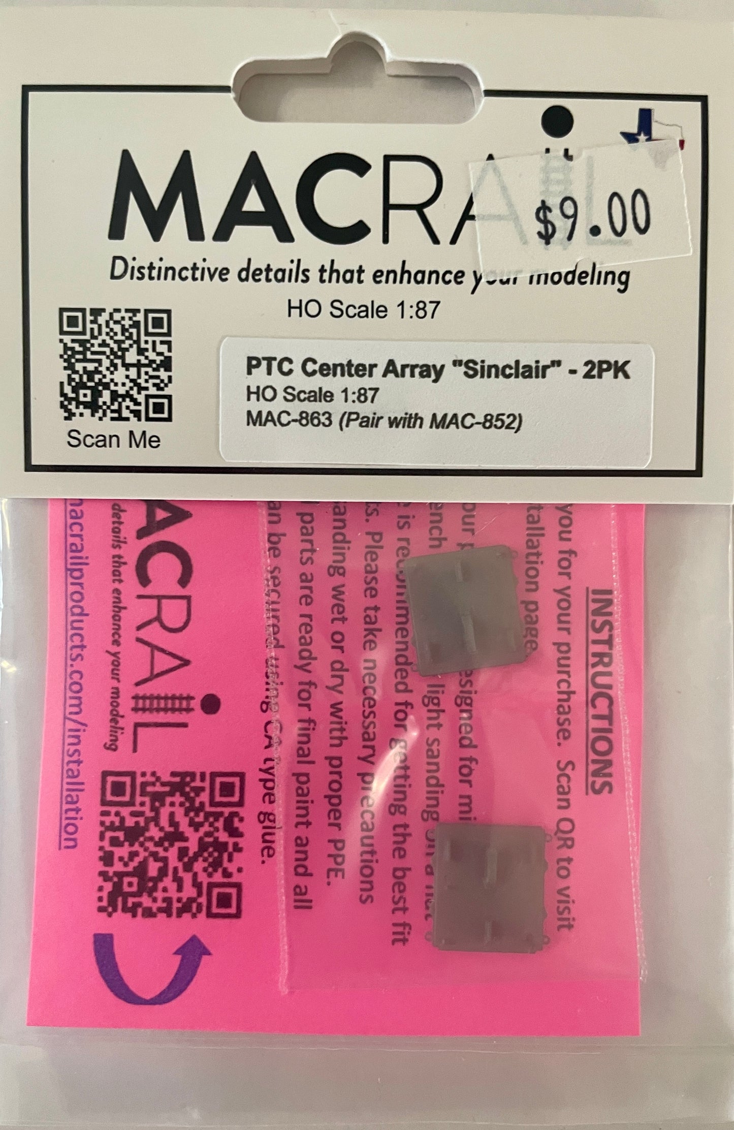 MAC RAIL MAC-863 PTC CENTER ARRAY "SINCLAIR" (2 PACK)