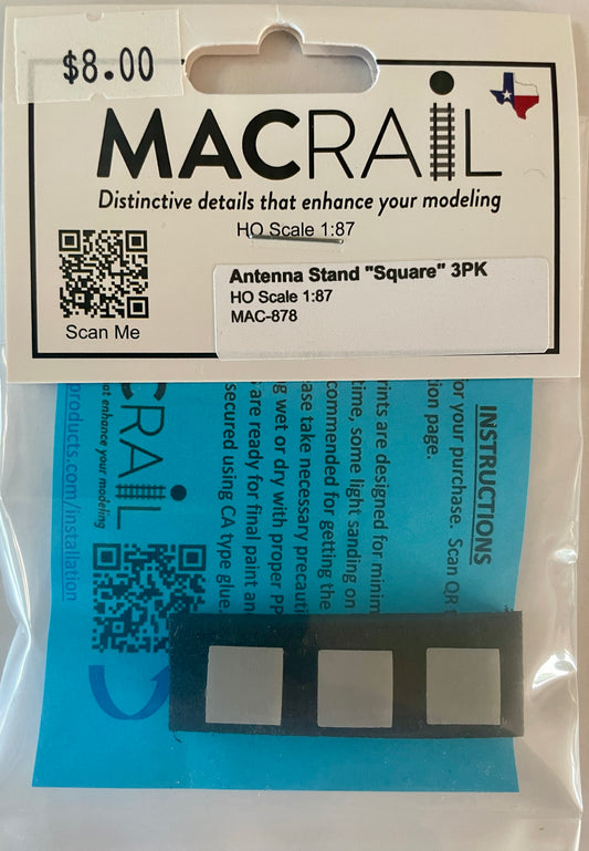 MAC RAIL MAC-878 ANTENNA STAND "SQUARE" (3 PACK)