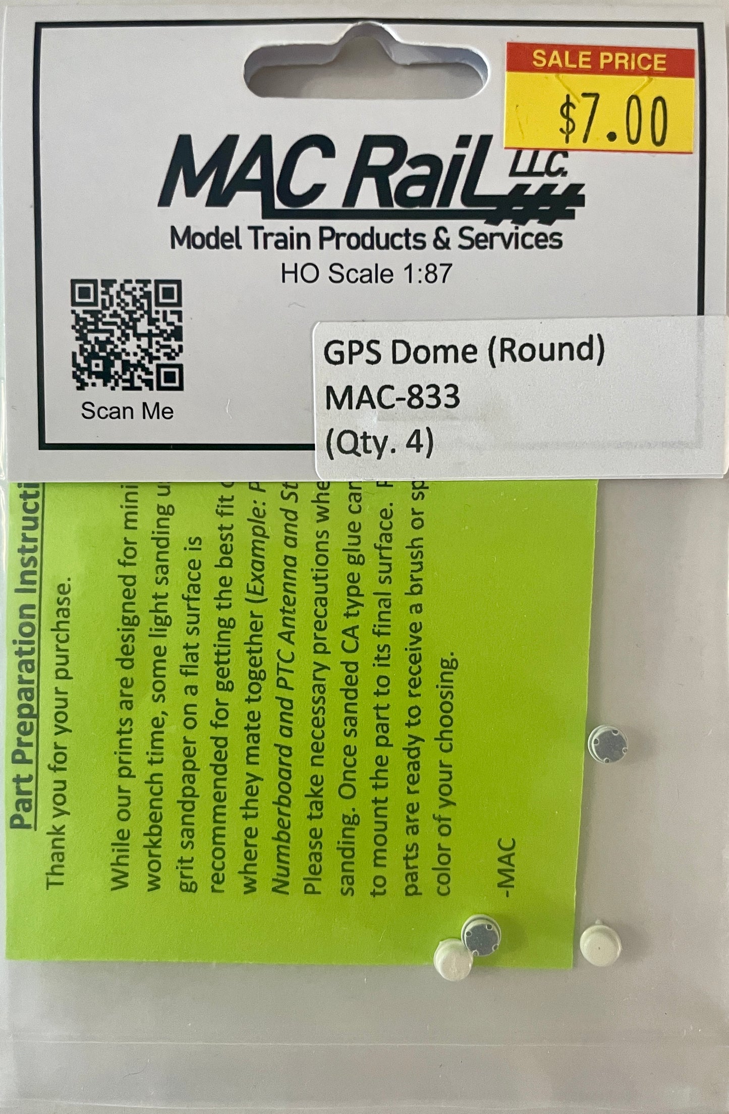 MAC RAIL MAC-833 GPS DOME ROUND (4 PACK)