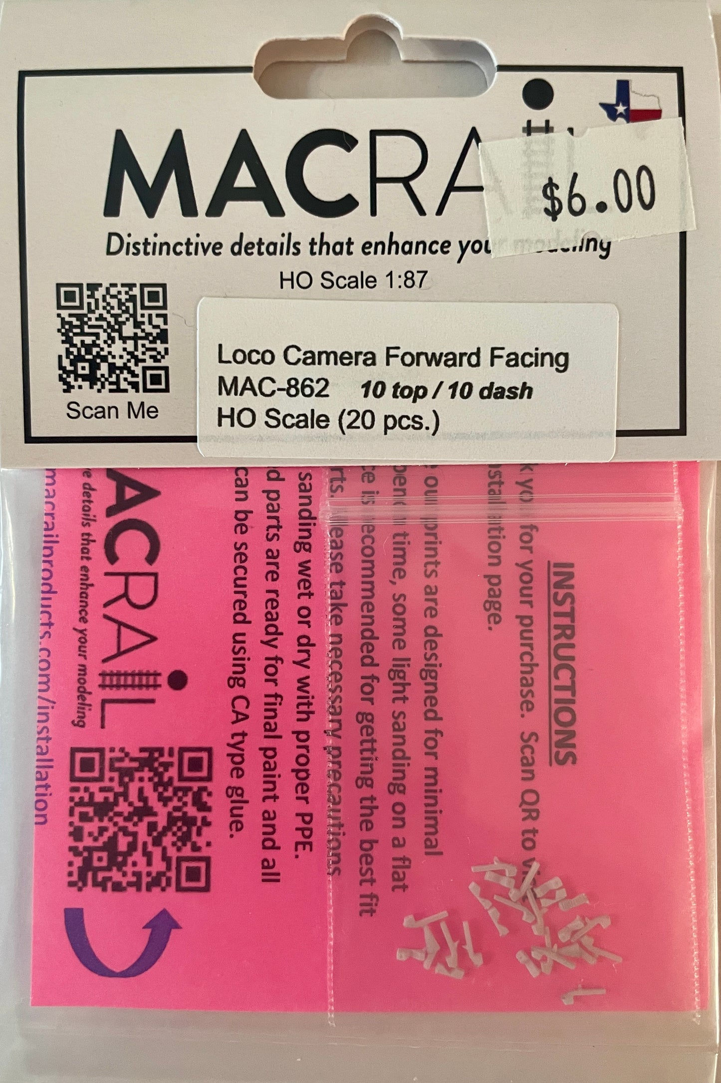 MAC RAIL MAC-862 LOCOMOTICE FORWARD FACING CAMERA (20 PACK)