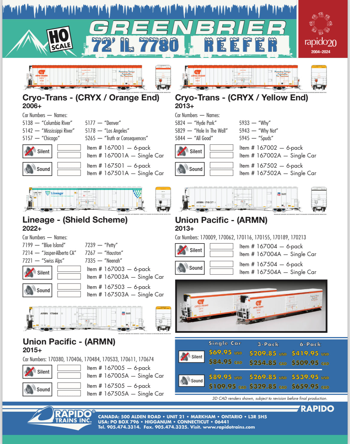 Rapido Greenbrier 72' 7780 Reefers (Announced 9/19/24)