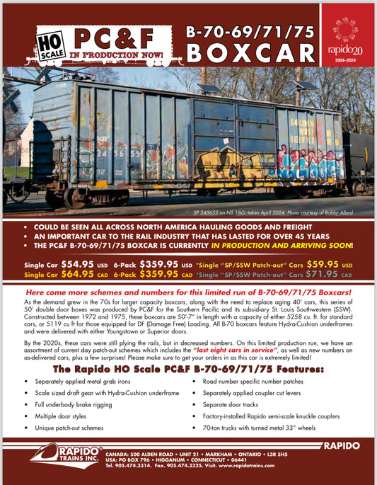 Rapido PC&F Boxcars (Announced 9/19/24)