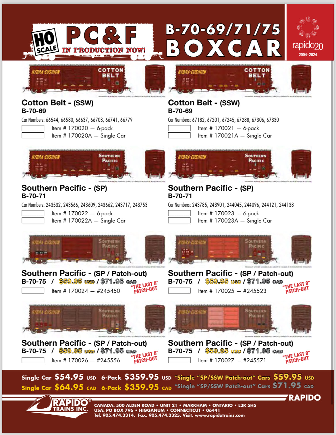 Rapido PC&F Boxcars (Announced 9/19/24)