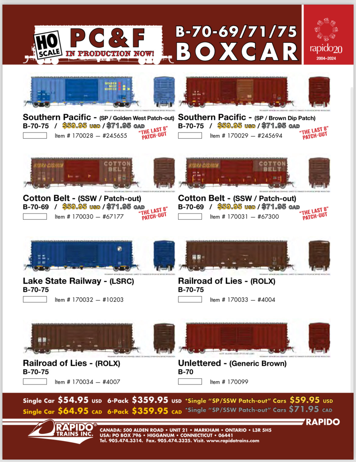 Rapido PC&F Boxcars (Announced 9/19/24)