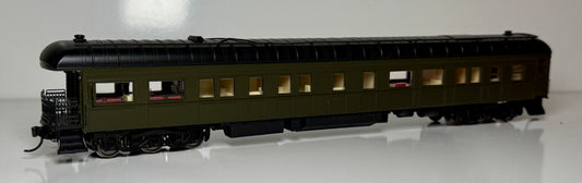 BROADWAY LIMITED BUSINESS CAR - UNLETTERED PULLMAN CREEN W/ ROUND ROOF