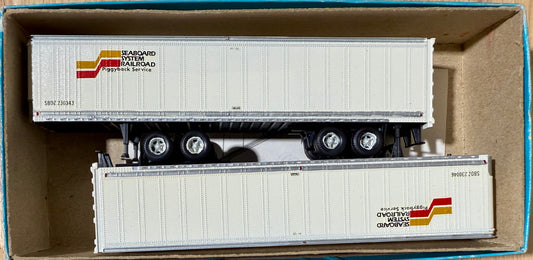 ATHEARN BLUE BOX 45' PIGGY BACK TRAILERS CUSTOM PAINTED AND DECALED - SEABOARD SYSTEM