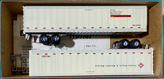 ATHEARN BLUE BOX 45' PIGGY BACK TRAILERS CUSTOM PAINTED AND DECALED - IOWA INTERSTATE/TOLEDO PEORIA & WESTERN