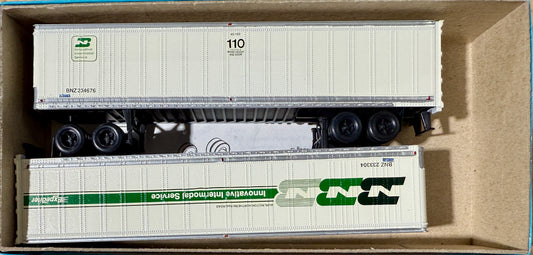 ATHEARN BLUE BOX 45' PIGGY BACK TRAILERS CUSTOM PAINTED AND DECALED - BURLINGTON NORTHERN INTERMODAL SERVICE