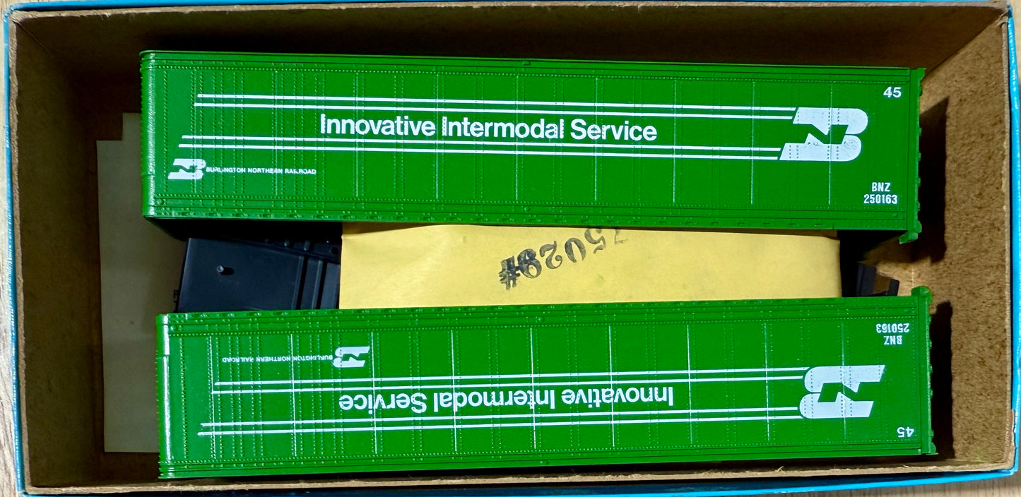 ATHEARN BLUE BOX 45' PIGGY BACK TRAILERS CUSTOM PAINTED AND DECALED - BURLINGTON NORTHERN INTERMODAL SERVICE