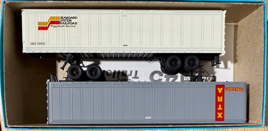 ATHEARN BLUE BOX 45' PIGGY BACK TRAILERS CUSTOM PAINTED AND DECALED - SEABOARD SYSTEM/XTRA