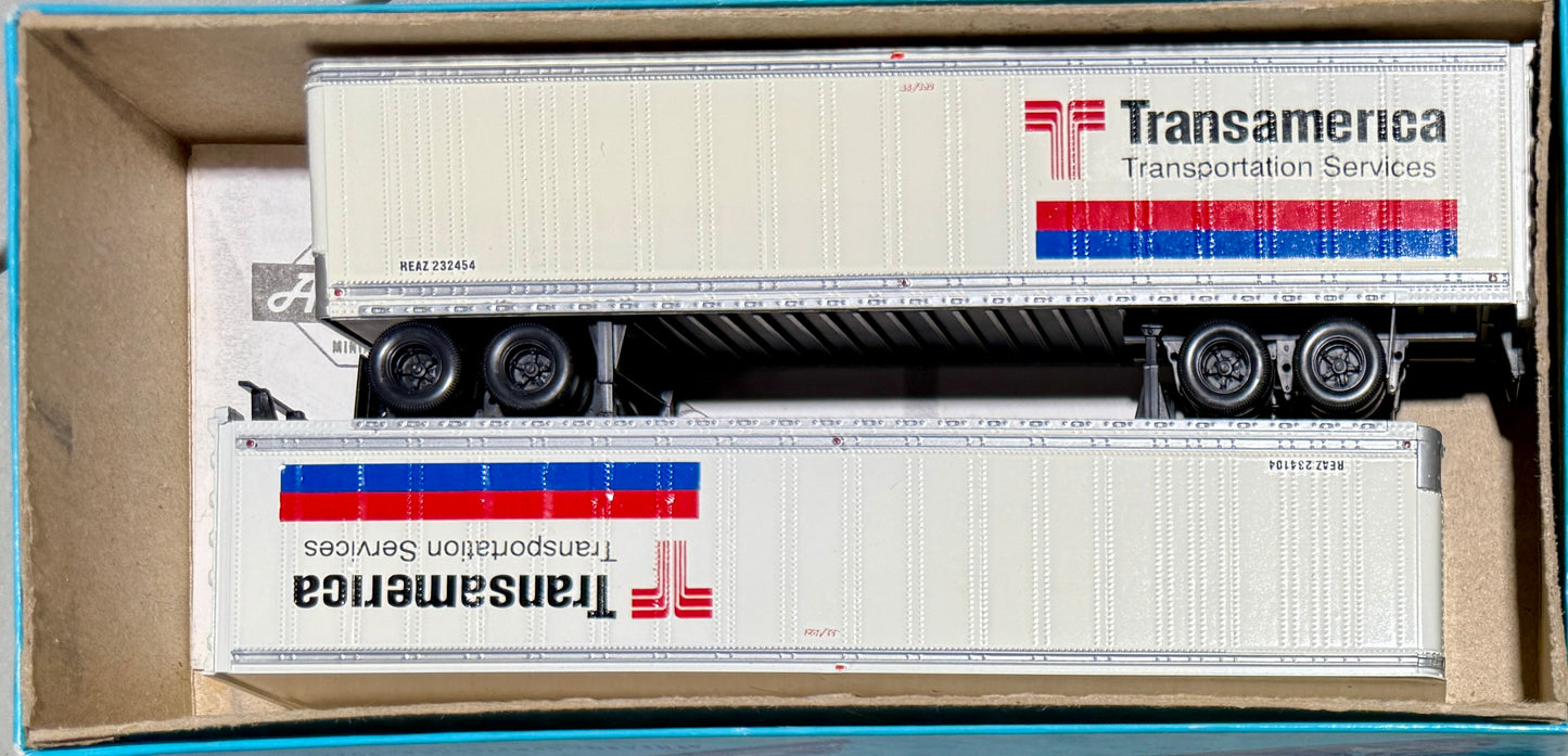 ATHEARN BLUE BOX 45' PIGGY BACK TRAILERS CUSTOM PAINTED AND DECALED - TRANSAMERICA