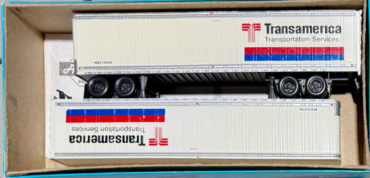 ATHEARN BLUE BOX 45' PIGGY BACK TRAILERS CUSTOM PAINTED AND DECALED - TRANSAMERICA