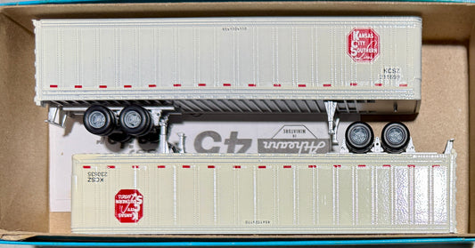 ATHEARN BLUE BOX 45' PIGGY BACK TRAILERS CUSTOM PAINTED AND DECALED - KANSAS CITY SOUTHERN