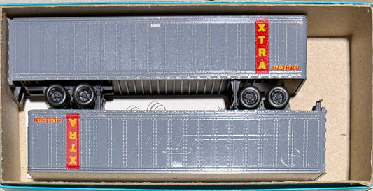 ATHEARN BLUE BOX 45' PIGGY BACK TRAILERS CUSTOM PAINTED AND DECALED - XTRA (GREY)
